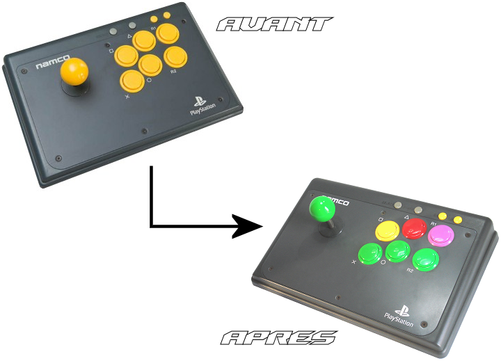 Arcade Stick ps1 Namco Full Sanwa - Avant Après (L720)